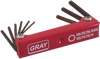 9 Pieces SAE Long Folding S2 Hex Key Set - 69959 - Gray Tools Canada Inc.