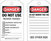 Brady B-837 Black / Red on White Polyester / Paper Equipment Safety Tag - 4 in Width - 7 in Height - Printed Msg = DANGER - DO NOT USE - REASON TAGGED / EQUIPMENT DEFECTIVE / PARTS MISSING / WORK INCO - 754476-86475 - R. S. Hughes Company, Inc.