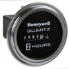 Honeywell Quartz Plus dc Hour Meter, round opening, Ø2.50 in flush cup with round chrome bezel, 0.25 bent blade termination, 10K hours, 10 Vdc to 80 Vdc operating voltage, faceplate: satin black - 85098 - Honeywell Sensing & IoT