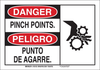 Brady B-302 Polyester Rectangle White Machine & Equipment Sign - 14 in Width x 10 in Height - Laminated - Language English / Spanish - TEXT: DANGER PINCH POINTS. / PELIGRO PUNTO DE AGARRE. - 125126 - 754473-72750 - R. S. Hughes Company, Inc.