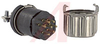 connector,mini hex,male plug w/locksleeve&hood w/cable clamp,solder,7 pin cont - 70144726 - Allied Electronics, Inc.