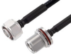 Low PIM 4.1/9.5 Mini DIN Male to 4.1/9.5 Mini DIN Female Bulkhead Cable 1/4 inch Superflexible Coax in 48 Inch - FMCA2233-48 - Fairview Microwave Inc.
