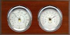 2 Instrument Weather Station - Catalina, Chrome cases, Silver dials, Mahogany panel