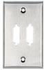2-Port DB15 Single-Gang Stainless Steel Wallplate - WP081 - Black Box