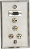 AV Stainless Wallplate w/ (1) VGA F/F (1) 3.5mm F/F (3) RCA F/F - WP802 - Black Box