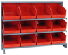 Sloped Bench Rack, 3Shelves, 12Bins, Red; Shelving Unit Type Quantum Storage - 44AC6456 - Newark, An Avnet Company