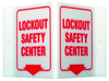 Brady Acrylic Rectangle White Lockout / Tagout Sign - 9 in Width x 6 in Height - Glow in the Dark - TEXT: LOCKOUT SAFETY CENTER - 49385 -- 754476-49385 - Image