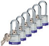 Brady Blue Steel 5-pin Keyed & Safety Padlock 51291 - 1 9/16 in Width - 1 1/3 in Height - 17/64 in Shackle Diameter - 2 Key(s) Included - 754476-51291 -- 754476-51291 - Image