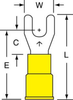 3M Scotchlok Yellow Non-Locking Brazed Vinyl Brazed Fork & Spade Terminal MV10-8FX - 1.03 in Length - 0.38 in Fork Width - #8 Stud - 051128-58762 - R. S. Hughes Company, Inc.
