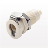 PMC12 Series Coupling Body, Straight Thru Polypropylene Panel Mount Hose Barb - PMC160412 - Qosina Corp.