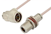 N Male Right Angle to N Female Bulkhead Cable 36 Inch Length Using RG316-DS Coax - PE34227-36 - Pasternack
