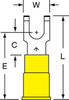 3M Scotchlok Yellow Non-Locking Brazed Vinyl Brazed Fork & Spade Terminal MV10-10FFBK - 1.03 in Length - 0.32 in Fork Width - #10 Stud - 054007-02034 - R. S. Hughes Company, Inc.