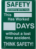 Brady Prinzing Polyethylene Rectangle Green Safety Record Sign - 14.2 in Width x 20 in Height - SM795E - 754473-45959 - R. S. Hughes Company, Inc.