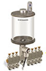 Levelux Clear View Multiple Feed Electro Lubricator, 1 qt Acrylic Reservoir, 7 Feeds, 1/8