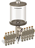 Clear View Multiple Feed Electro Lubricator, 1 qt Acrylic Reservoir, 9 Feeds, 1/4” OD Tube Outlets, 120V/60Hz -- B4462-032AB0912061W