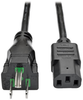 Hospital-Grade Power Cord, NEMA 5-15P to C13 - Green Dot, 10A, 125V, 18 AWG, 15 ft., Black -- P006-015-HG10 - Image