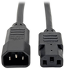 C14 Male to C13 Female Power Cable, C13 to C14 PDU Style - 10A, 100–250V, 18 AWG, 2 ft., Black -- P004-002