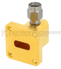 WR-42 to 2.92mm Male Waveguide to Coax Adapter UG-597/U Square Cover with 18 GHz to 26.5 GHz K Band in Aluminum, Gold -- SMW42AC001-KM