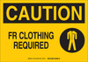 Brady B-555 Aluminum Rectangle Yellow Chemical, Biohazard, Hazardous & Flammable Material Sign - 14 in Width x 10 in Height - TEXT: CAUTION FR CLOTHING REQUIRED - 131936 - 754473-82841 - R. S. Hughes Company, Inc.