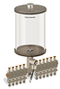 Clear View Multiple Feed Electro Lubricator, 1/2 gal Acrylic Reservoir, 11 Feeds, 1/4” OD Tube Outlets, 120V/60Hz - B4462-064AB1112061W - Oil-Rite Corp.