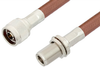 N Male to N Female Bulkhead Cable 48 Inch Length Using RG393 Coax, RoHS - PE33530LF-48 - Pasternack