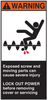 Brady B-302 Orange / White on Black Polyester Machine & Equipment Safety Label - 3 in Width - 6 in Height - Printed Text = WARNING - EXPOSED SCREW AND MOVING PARTS CAN CAUSE SEVERE INJURY LOCK OUT POW - 754476-96178 - R. S. Hughes Company, Inc.