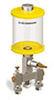 Yellow Color Key, Clear View Multiple Feed Manual Lubricator, 1 pt Acrylic Reservoir, 2 Feeds, 1/8” Female NPT Outlets - B5163-016AB022YW - Oil-Rite Corp.