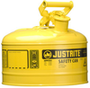 Justrite Yellow Steel 2 1/2 gal Safety Can - 11 1/2 in Height - 11 3/4 in Overall Diameter - 697841-14011 - 697841-14011 - R. S. Hughes Company, Inc.
