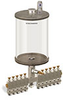 Levelux Clear View Multiple Feed Manual Lubricator, 1/2 gal Acrylic Reservoir, 11 Feeds, 1/8