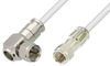 75 Ohm F Male to 75 Ohm F Male Right Angle Cable 36 Inch Length Using 75 Ohm PE-B159-WH White Coax - PE38137/WH-36 - Pasternack