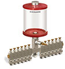 Red Color Key, Clear View Multiple Feed Manual Lubricator, 1 qt Pyrex Reservoir, 12 Feeds, 1/8