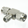 SMA T Adapter Male (Plug)-Female (Jack)-Male (Plug), Passivated Stainless Steel Body, 2.25 VSWR - SM4901 - Fairview Microwave Inc.