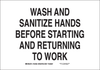 Brady B-401 Polystyrene Rectangle White Personal Hygiene Sign - 10 in Width x 7 in Height - 25250 - 754476-25250 - R. S. Hughes Company, Inc.