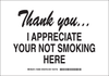 Brady B-401 Polystyrene Rectangle White Smoking Not Permitted Sign - 10 in Width x 7 in Height - TEXT: THANK YOU. I APPRECIATE YOUR NOT SMOKING HERE - 128089 - 754473-76847 - R. S. Hughes Company, Inc.
