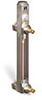 Levelux Steel Liquid Level Gage with Shut-Off, 5” Centerline, Back Mount 1/2