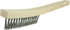 V-Groove Hand Wire Scratch Brush, .012 Stainless Steel Fill, Curved Handle, 3 x 19 Rows - 44432 - Weiler Abrasives