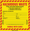 Brady B-7569 Black / Red on Yellow Square Vinyl Health, Sanitation & Waste Label - 6 in Width - 6 in Height - Printed Text = HAZARDOUS WASTE - FEDERAL LAW PROHIBITS IMPROPER DISPOSAL? ETC - 121151 - 754473-70657 - R. S. Hughes Company, Inc.