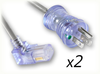 NEMA 5-15P HG CLEAR to IEC-60320-C13 UP ANGLE CLEAR x 2 HOME // Power Cords // Hospital Grade Power Cords // Y Cords (2-Way Splitter) - 0571.197 - Quail Electronics