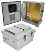 14x12x06 Polycarbonate Weatherproof Outdoor IP24 NEMA 3R Enclosure, 120 VAC MNT PLT, Mechanical Thermostat 85F Turn on Fan DKGY -- TEPC141206-10F-1 - Image