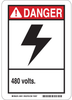 Brady Fiberglass Reinforced Polyester Rectangle White Electrical Safety Sign - 10 in Width x 14 in Height - TEXT: DANGER 480 VOLTS - 45024 - 754476-45024 - R. S. Hughes Company, Inc.