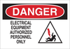Brady B-555 Aluminum Rectangle White Electrical Safety Sign - 14 in Width x 10 in Height - TEXT: DANGER ELECTRICAL EQUIPMENT AUTHORIZED PERSONNEL ONLY - 43474 - 754476-43474 - R. S. Hughes Company, Inc.