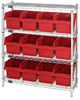 Open Wire Shelving, 4Shelves, 12Bin, Red; Shelving Unit Type Quantum Storage - 44AC8122 - Newark, An Avnet Company