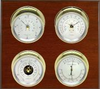 4 Instrument Weather Station - Observer 2S, PVD Brass cases, Silver dials, Mahogany panel -  - Maximum Weather Instruments