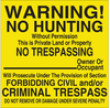 Brady B-959 Aluminum Square Yellow Loitering, Soliciting, & Trespassing Sign - Reflective - TEXT: NO HUNTING - 115621 - 754473-18983 - R. S. Hughes Company, Inc.