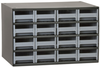 Akro-Mils 19 Gray Powder Coated Steel 24 ga Stackable Heavy Duty Versatile Cabinet - 11 in Overall Length - 17 in Width - 11 in Height - 16 Drawer - Non-Lockable - 19416 GREY - 19416 GREY - R. S. Hughes Company, Inc.