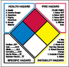 Brady B-235 Black / Blue / Red / Yellow on White Square Paper Right-To-Know / Compliance Label - 6 in Width - 6 in Height - Printed Text = FIRE HAZARD / HEALTH HAZARD / INSTABILITY HAZARD / SPECIFIC H -- 754476-53071 - Image