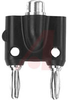 Adapter, Banana; Phono Jack (Upper), Double Banana Plug (Lower); 500 VDC; Black - 70197214 - Allied Electronics, Inc.
