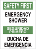 Brady B-401 Rectangle White Eyewash & Shower Sign - Language English / Spanish - 38758 - 754473-38758 - R. S. Hughes Company, Inc.