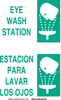 Brady B-555 Rectangle Green Eyewash & Shower Sign - Language English / Spanish - TEXT: EYE WASH STATION / ESTACION PARA LAVAR LOS OJOS - 38480 - 754473-38480 - R. S. Hughes Company, Inc.