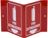 Brady Acrylic V Shape Red Fire Equipment Sign - 8 in Width x 6 in Height - TEXT: FIRE EXTINGUISHER - V1FE15A -- 754476-49377 - Image